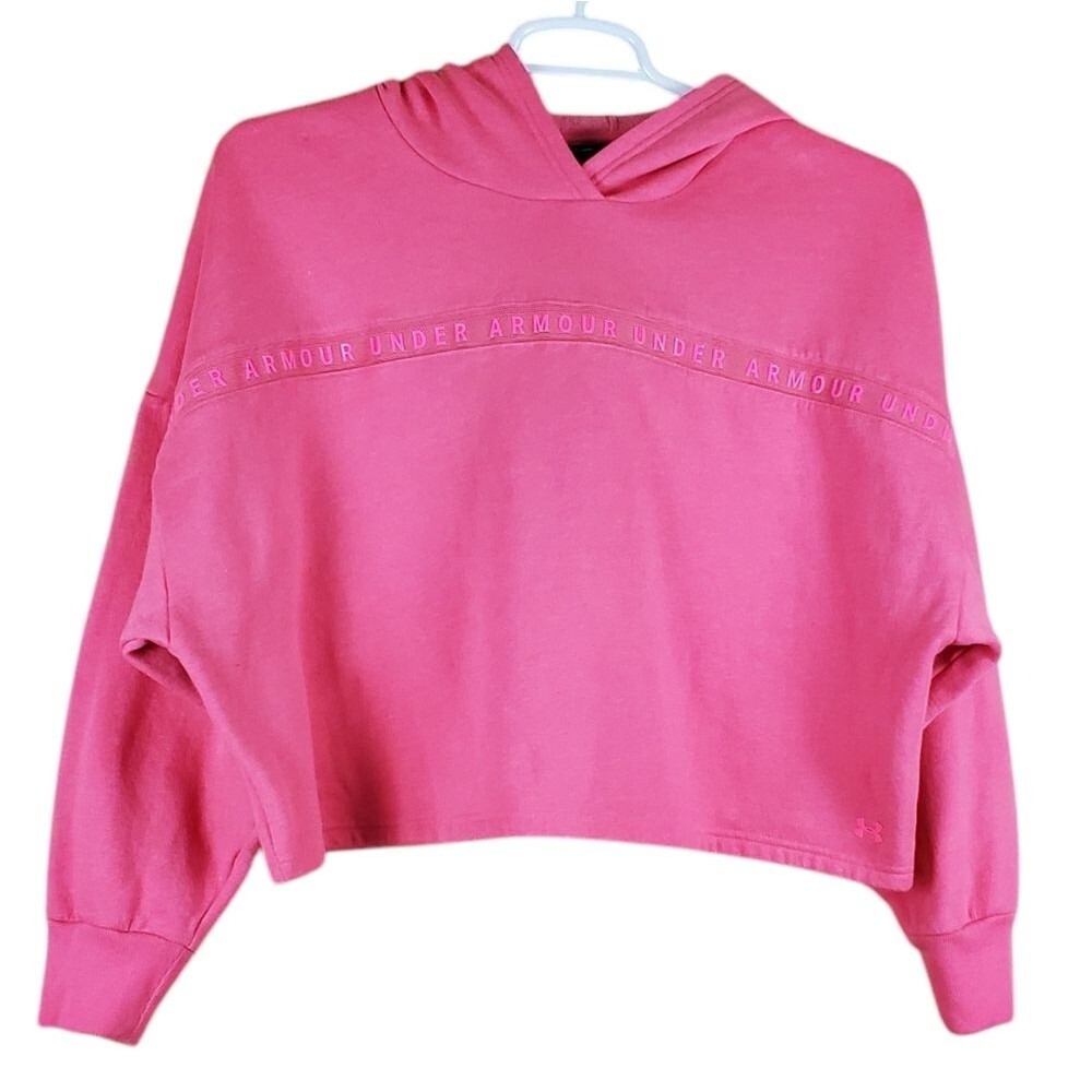 UNDER ARMOUR Pink Cropped Hoodie Sweatshirt Loose Fit Women’s L/G